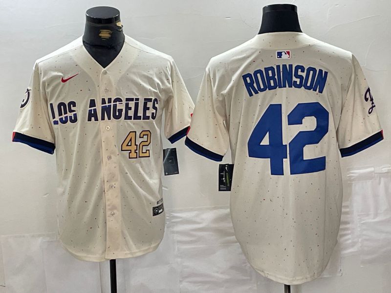 Men Los Angeles Dodgers #42 Robinson Cream Fashion Nike Game MLB Jersey style 2->los angeles dodgers->MLB Jersey